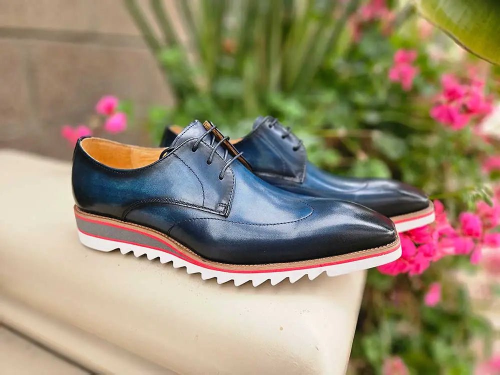 Carrucci Shoes Men's Plain Toe Wing Tip Blucher Oxford Leather KS55004