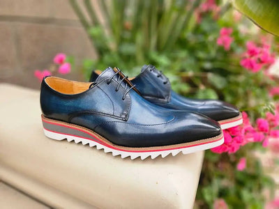 Carrucci Shoes Men's Plain Toe Wing Tip Blucher Oxford Leather KS55004