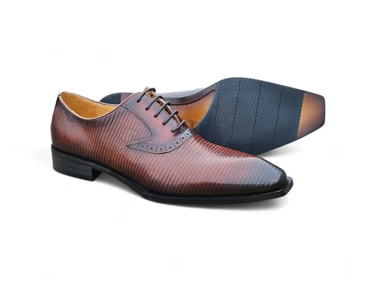 Carrucci Shoes Milano Lizard Embossed Oxford Dress Shoes