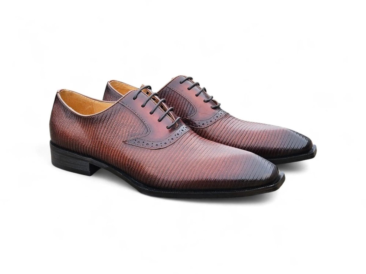 Carrucci Shoes Milano Lizard Embossed Oxford Dress Shoes