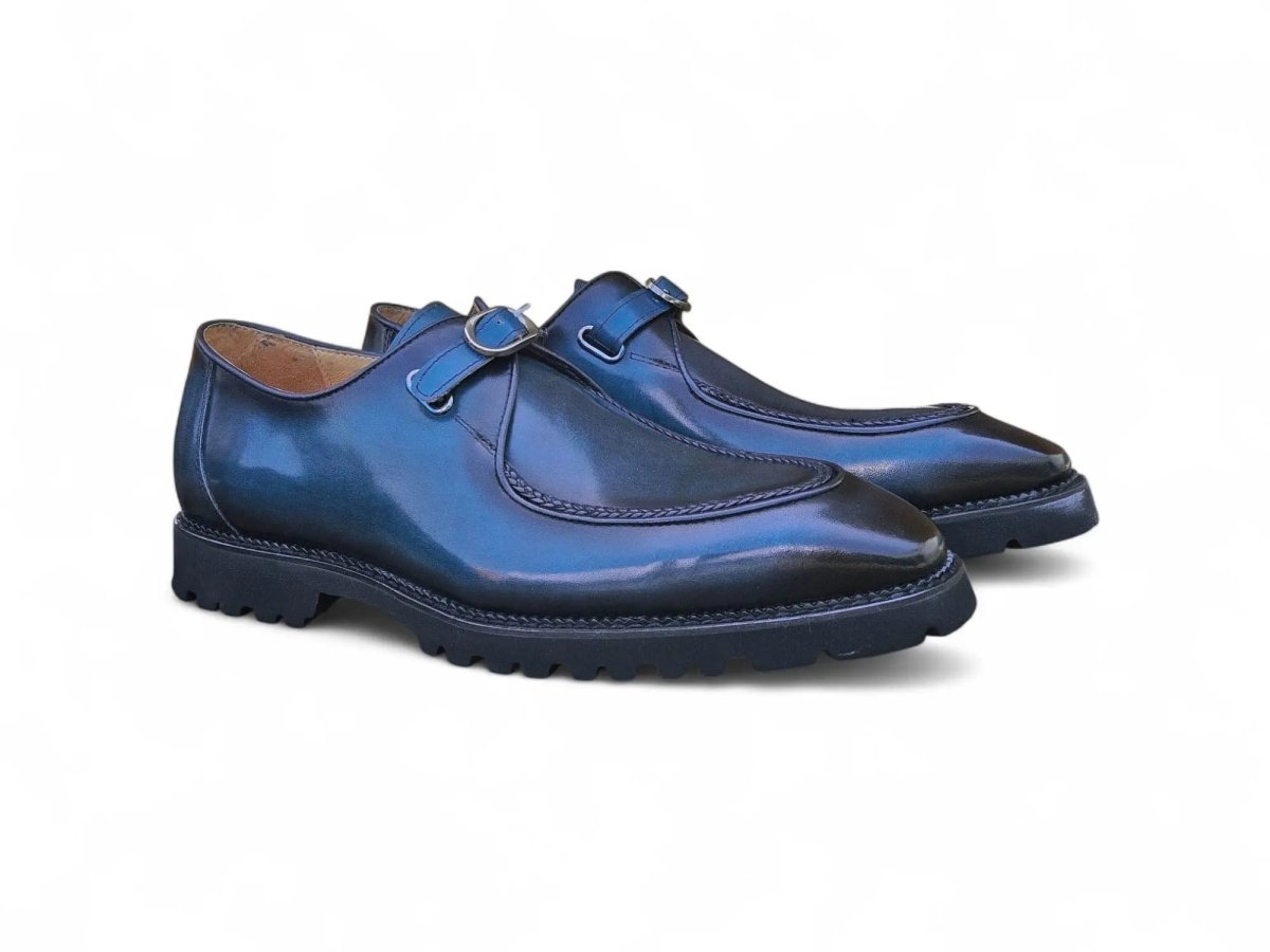 Carrucci Shoes Moc Toe Single Monk Loafer Leather KS480110