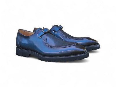 Carrucci Shoes Moc Toe Single Monk Loafer Leather KS480110