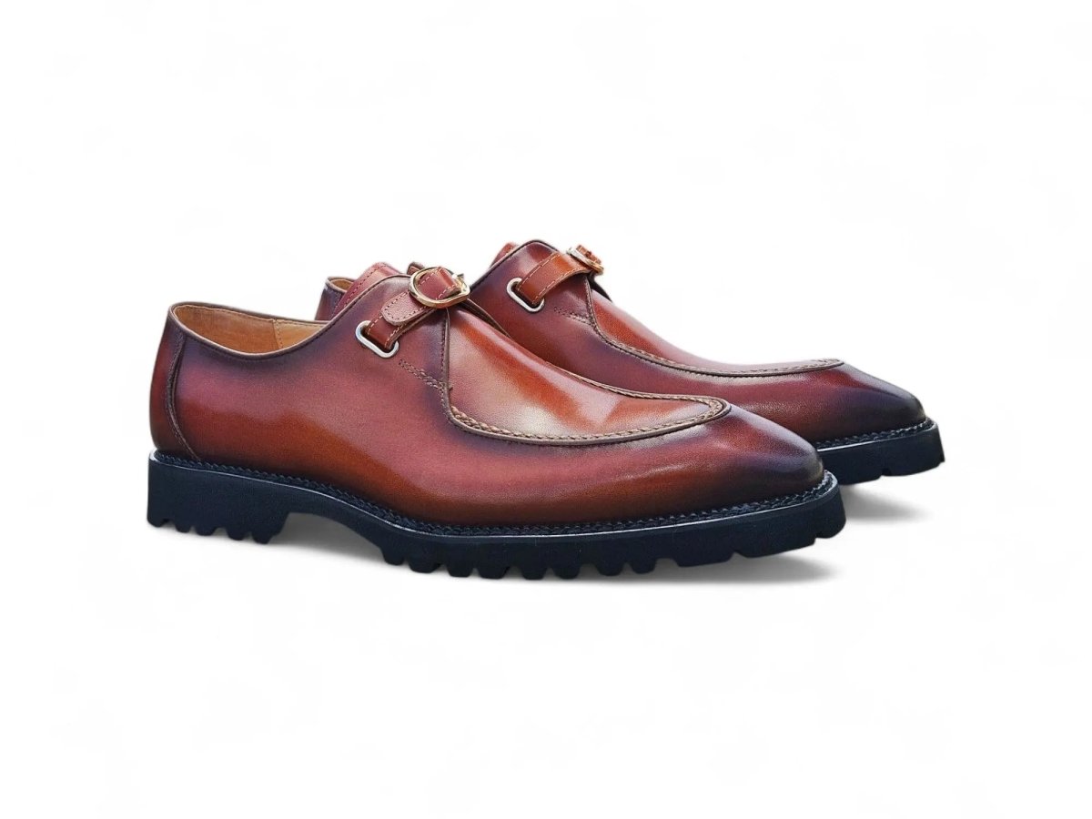 Carrucci Shoes Moc Toe Single Monk Loafer Leather KS480110