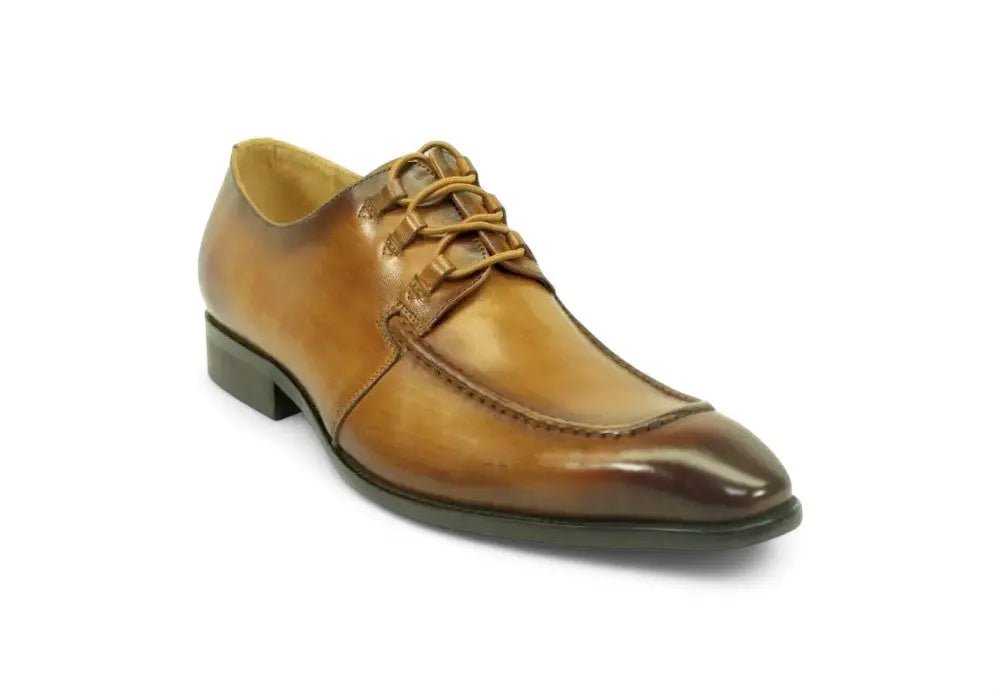 Carrucci Shoes Patina Finish Lace Up Oxford Calfskin Leather KS50346