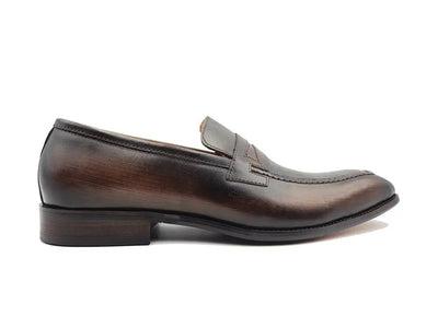 Carrucci Shoes Patina Finished Penny Loafer Men’s Leather Slip On