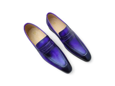 Carrucci Shoes Patina Finished Penny Loafer Men’s Leather Slip On