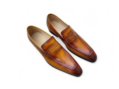 Carrucci Shoes Patina Finished Penny Loafer Men’s Leather Slip On