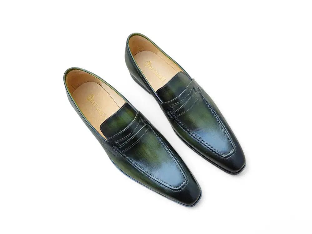 Carrucci Shoes Patina Finished Penny Loafer Men’s Leather Slip On