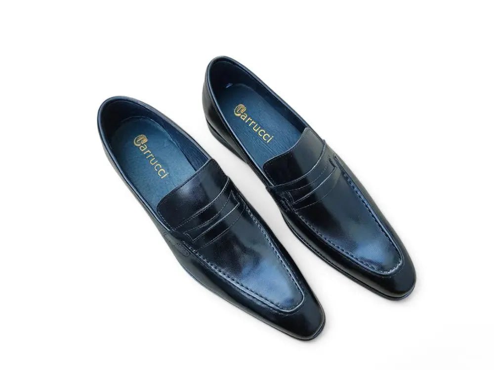 Carrucci Shoes Patina Finished Penny Loafer Men’s Leather Slip On