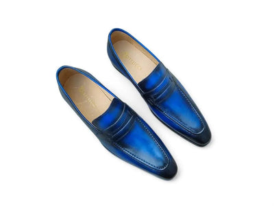 Carrucci Shoes Patina Finished Penny Loafer Men’s Leather Slip On