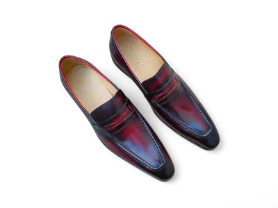 Carrucci Shoes Patina Finished Penny Loafer Men’s Leather Slip On
