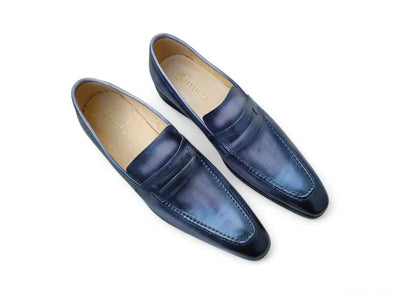 Carrucci Shoes Patina Finished Penny Loafer Men’s Leather Slip On