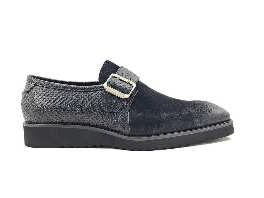 Carrucci Shoes Shoes Men's Suede Buckle Monkstrap Slip On