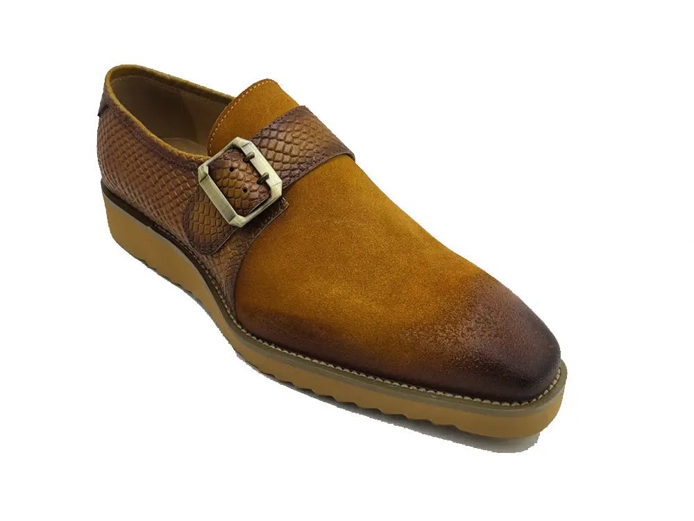 Carrucci Shoes Shoes Men's Suede Buckle Monkstrap Slip On