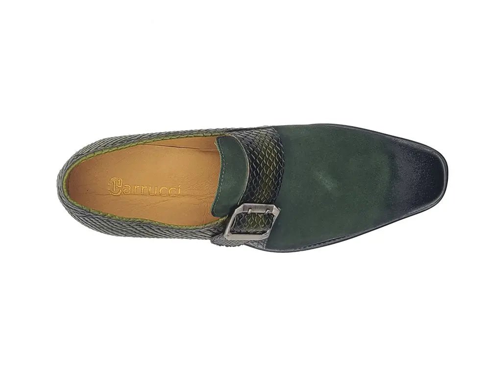 Carrucci Shoes Shoes Men's Suede Buckle Monkstrap Slip On