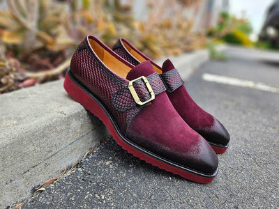 Carrucci Shoes Shoes Men's Suede Buckle Monkstrap Slip On