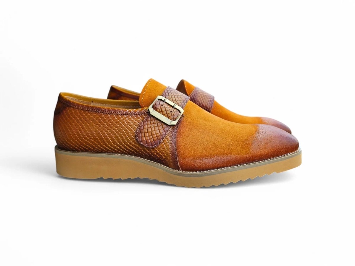 Carrucci Shoes Shoes Men's Suede Buckle Monkstrap Slip On