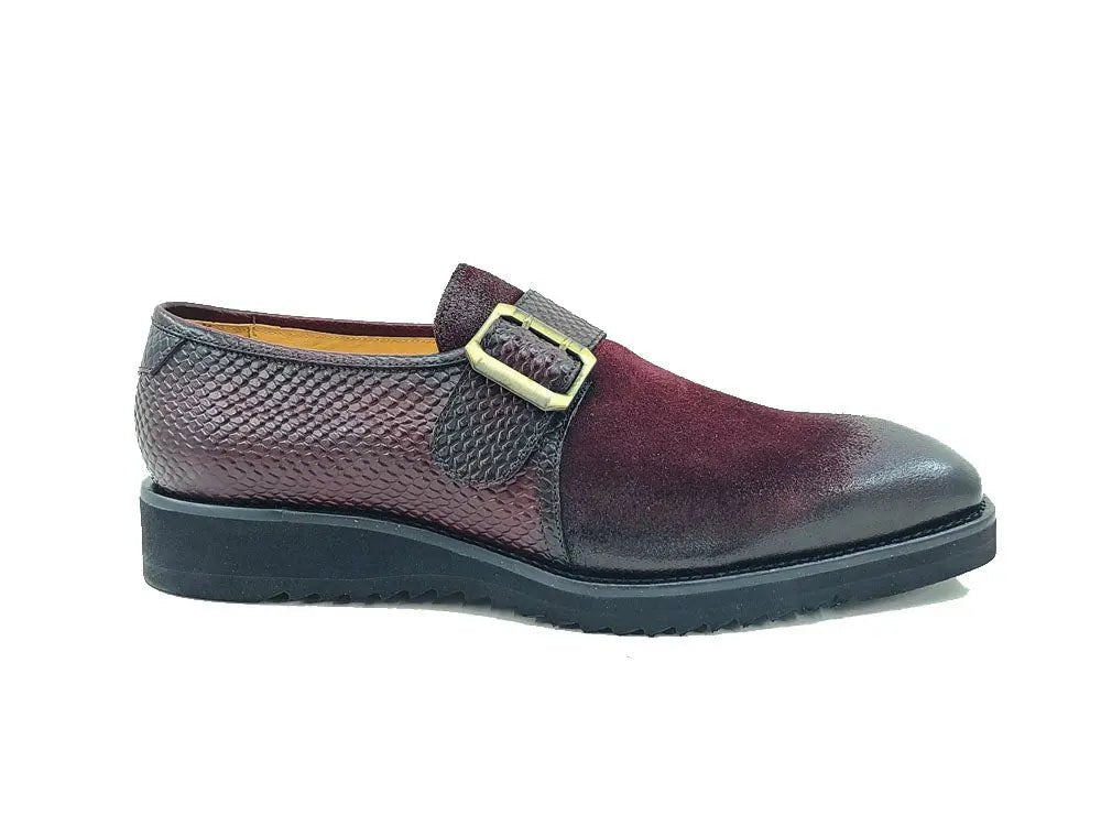Carrucci Shoes Shoes Men's Suede Buckle Monkstrap Slip On