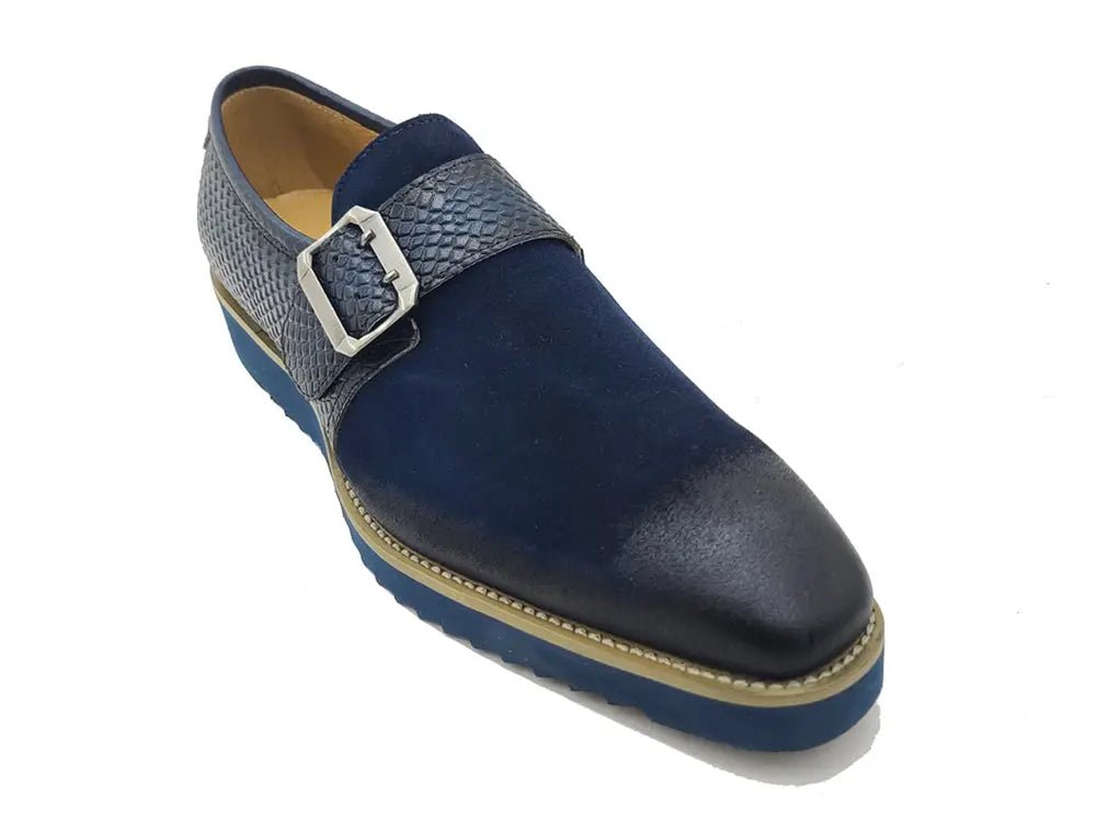 Carrucci Shoes Shoes Men's Suede Buckle Monkstrap Slip On