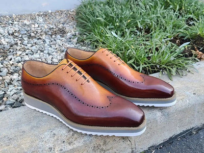 Carrucci Shoes Two Tone Oxford Men's Calfskin Leather KS51533T