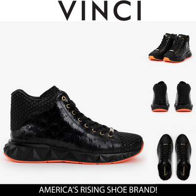 The Caesars Black Leather High-Top Men Sneaker