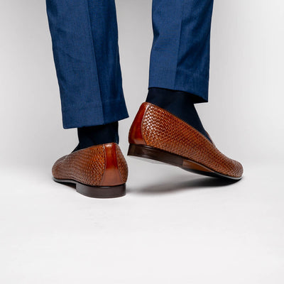 Zelli Italia 15-211-CGN CESTINO Calfskin Basketweave Slip On, Cognac View 10