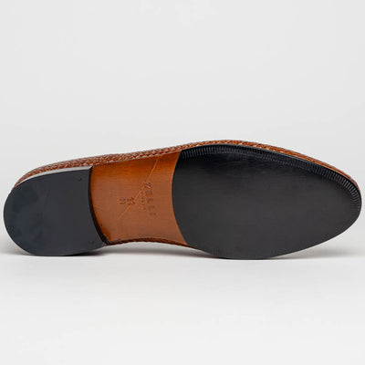 Zelli Italia 15-211-CGN CESTINO Calfskin Basketweave Slip On, Cognac Top View