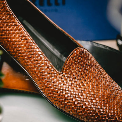 Zelli Italia 15-211-CGN CESTINO Calfskin Basketweave Slip On, Cognac View 12