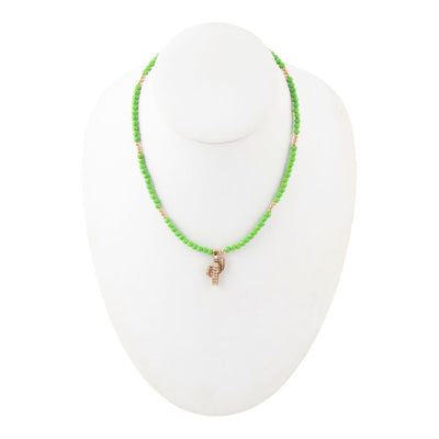 Charmed Cactus Lime Green Turquoise Golden Pendant Necklace