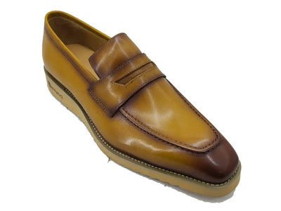 Carrucci Shoes Chic Patina Burnished Penny Loafer Leather KS51803