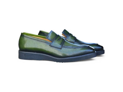 Carrucci Shoes Chic Patina Burnished Penny Loafer Leather KS51803
