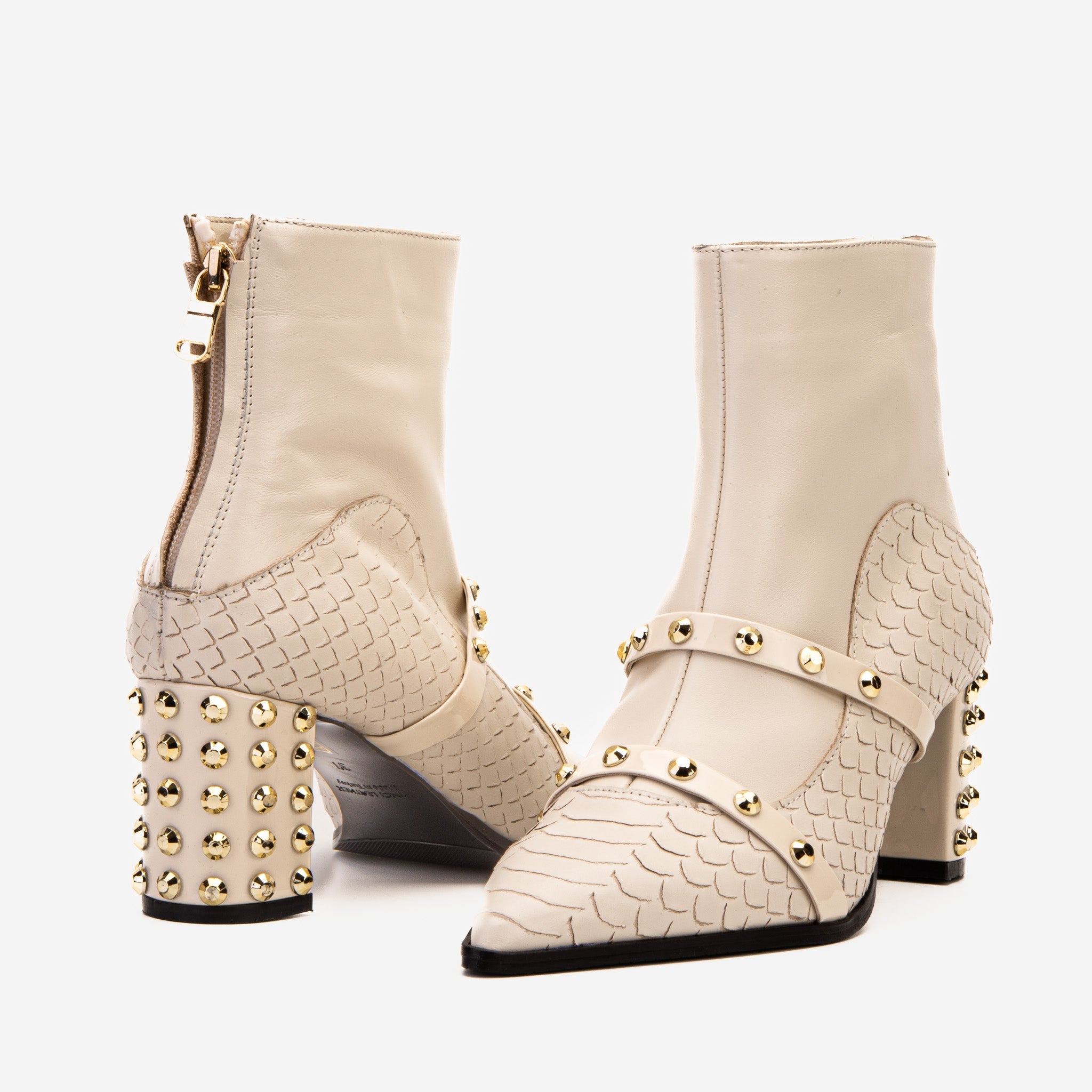 The Valentina Cream Leather Block Heel Women Boot