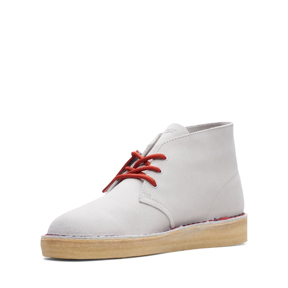 Clarks Originals Originals Desert Boot VCY Men’s Shoes – Gray and Red Suede – Style 26166525 – Retro Desert Icon