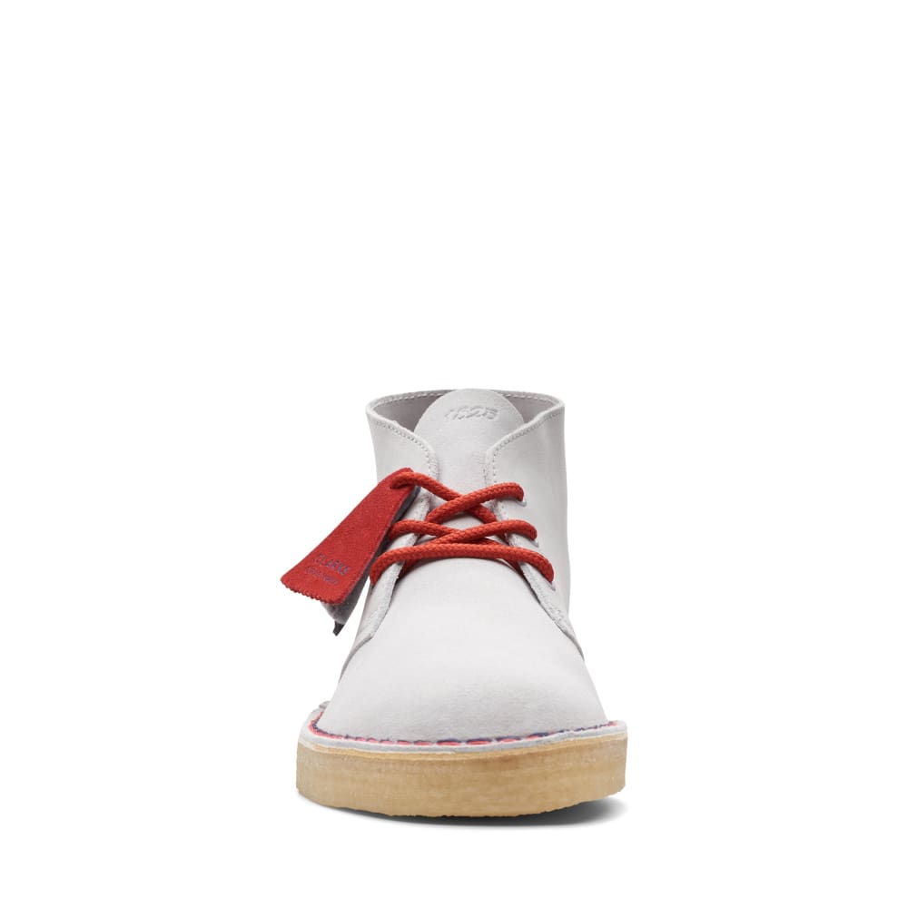 Clarks Originals Originals Desert Boot VCY Men’s Shoes – Gray and Red Suede – Style 26166525 – Retro Desert Icon