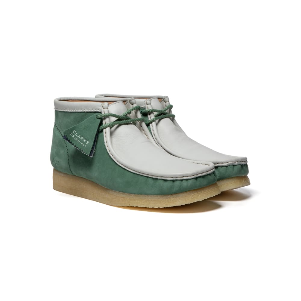 Clarks Originals Originals Wallabee Boot Varsity Pack VCY Men’s Shoes – Green and White Leather – Style 26165078 – Limited Edition Heritage Drop
