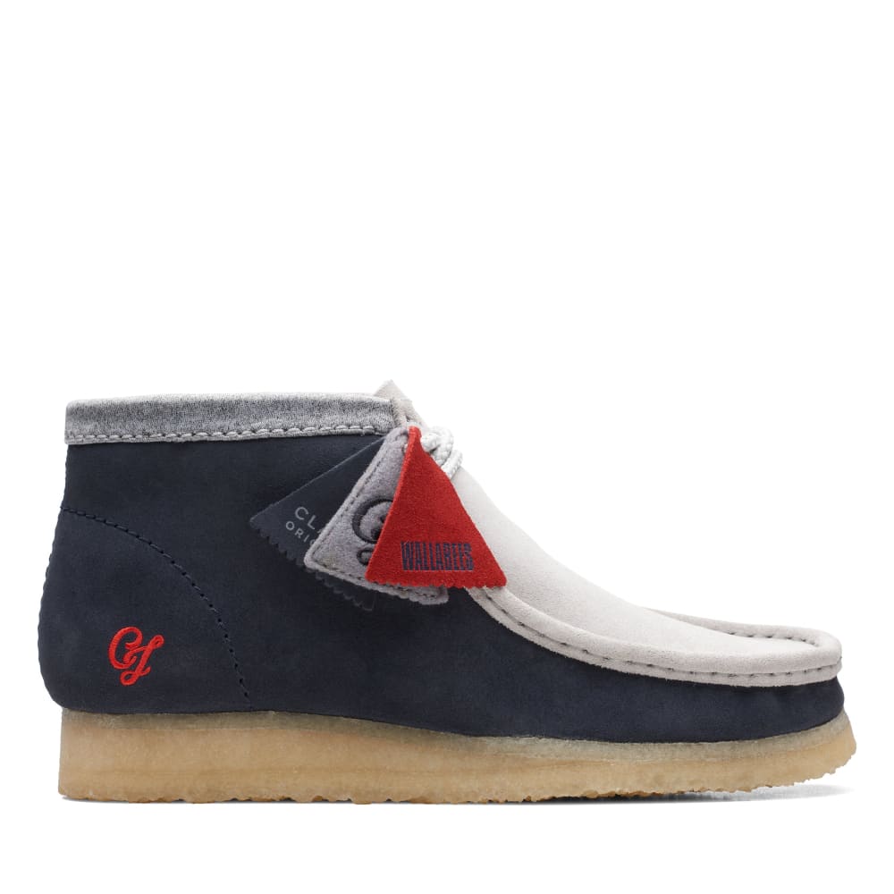 Clarks Originals Originals Wallabee Boot VCY Men’s Shoes – Navy and Gray Suede – Style 26165077 – Bold Heritage Icon