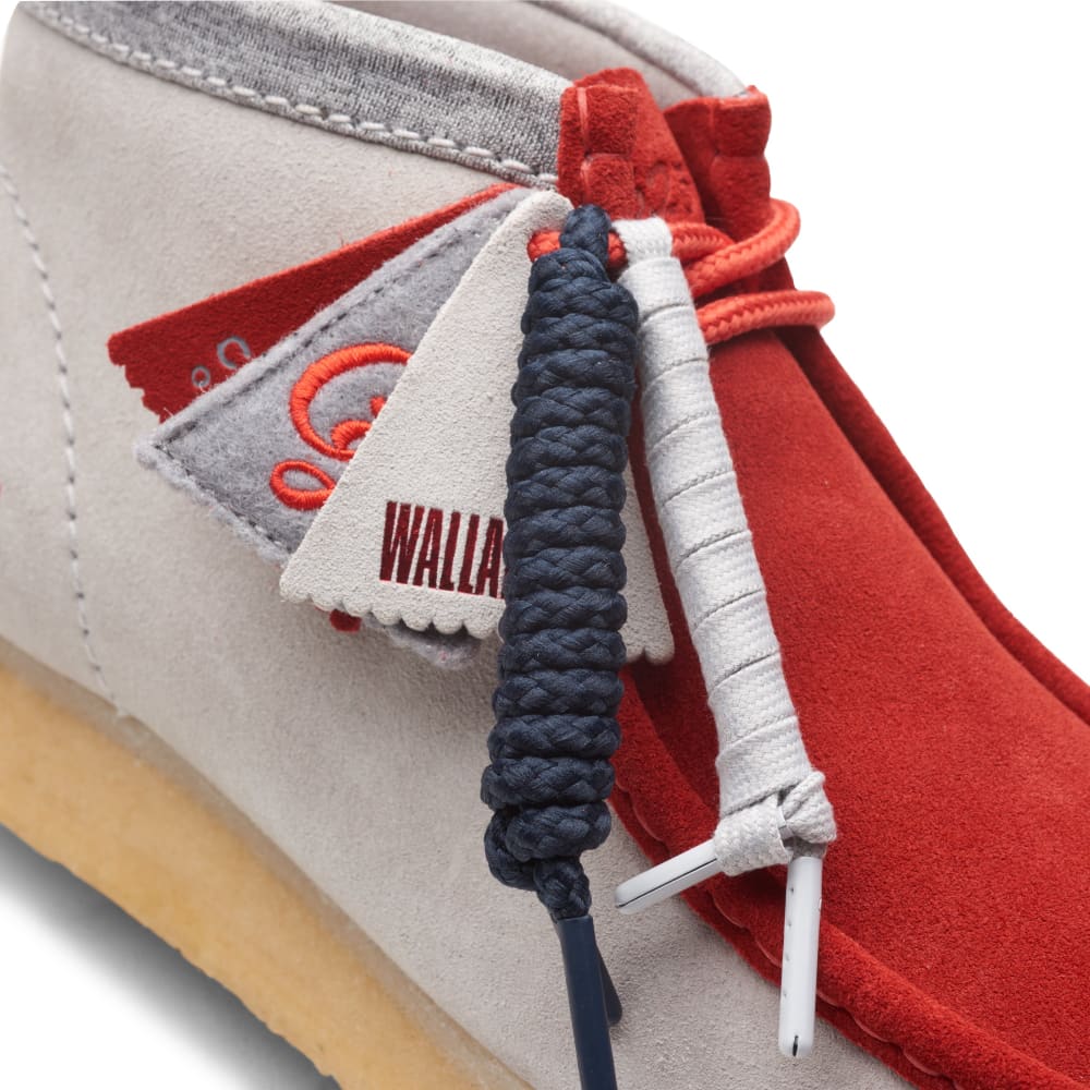 Clarks Originals Originals Wallabee Boot VCY Men’s Shoes – Red and Gray Suede – Style 26165076 – Bold Heritage Icon in
