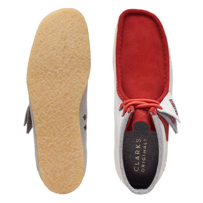 Clarks Originals Originals Wallabee Boot VCY Men’s Shoes – Red and Gray Suede – Style 26165076 – Bold Heritage Icon in