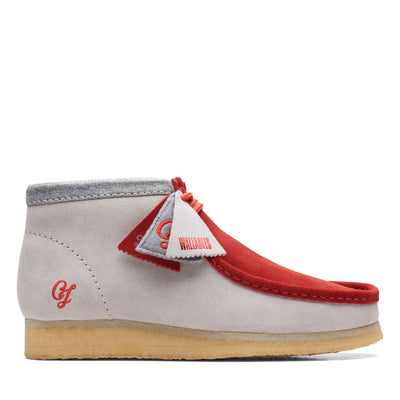 Clarks Originals Originals Wallabee Boot VCY Men’s Shoes – Red and Gray Suede – Style 26165076 – Bold Heritage Icon in