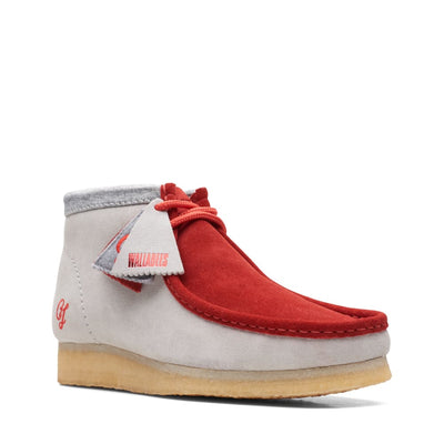 Clarks Originals Originals Wallabee Boot VCY Men’s Shoes – Red and Gray Suede – Style 26165076 – Bold Heritage Icon in