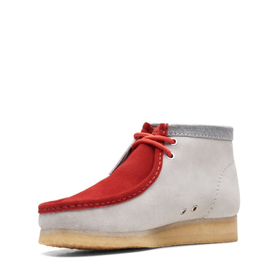 Clarks Originals Originals Wallabee Boot VCY Men’s Shoes – Red and Gray Suede – Style 26165076 – Bold Heritage Icon in