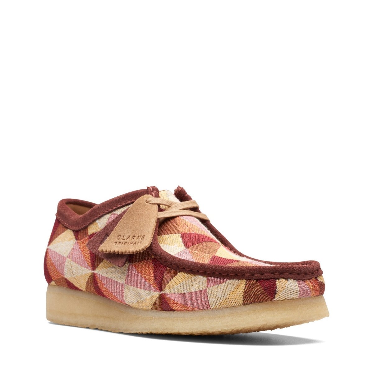 Clarks Originals Originals Wallabee Low Men’s Shoes – Yellow and Red Multi Canvas Suede – Style 26172248 – Bold Seasonal Icon