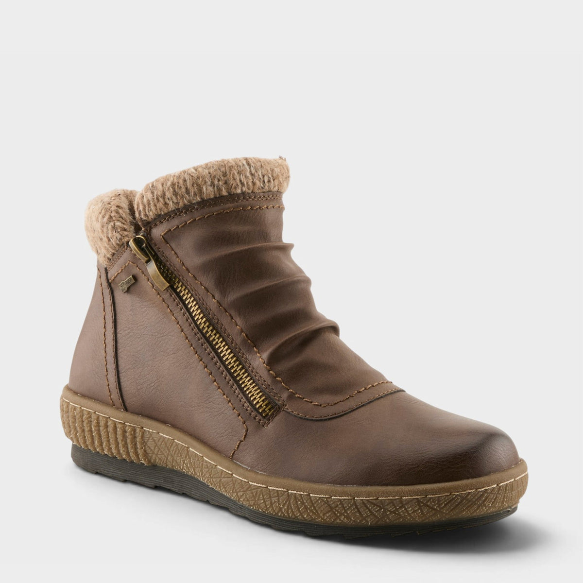 Cleora Chocolate Brown boot, front three-quarter