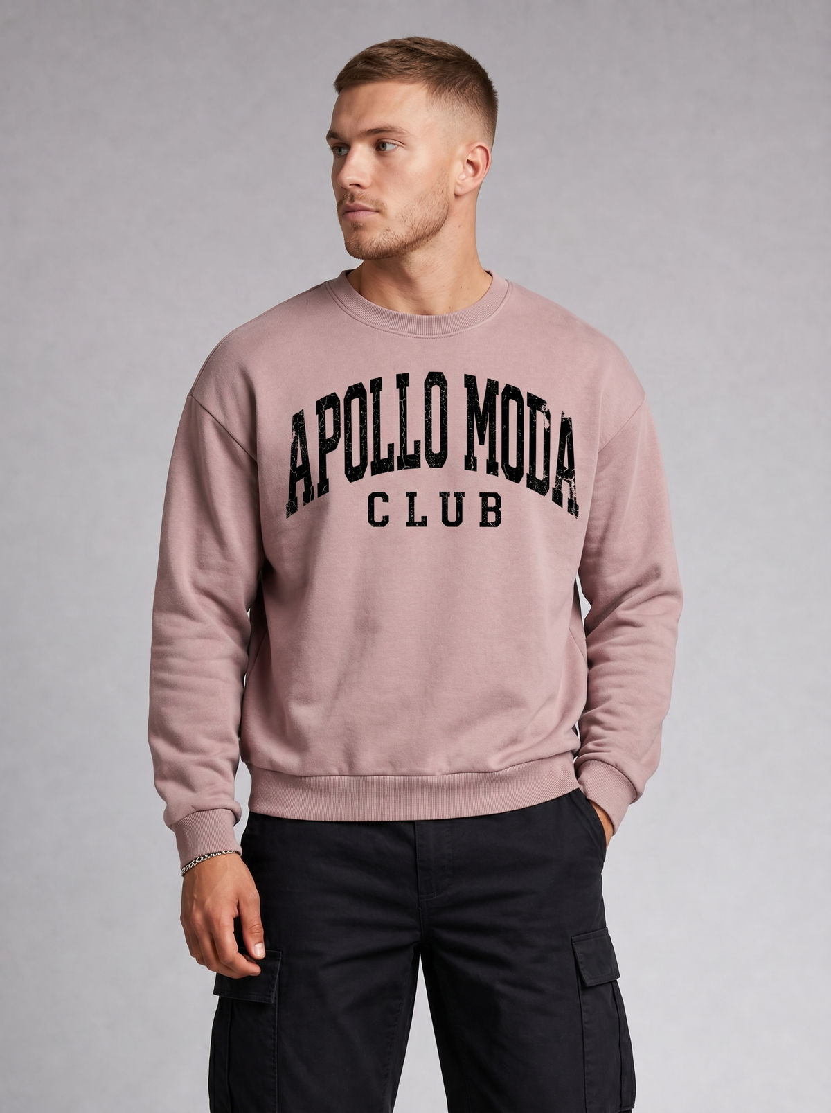 Apollo Moda  Club Collegiate Oversized Crewneck Sweatshirt – product view 3