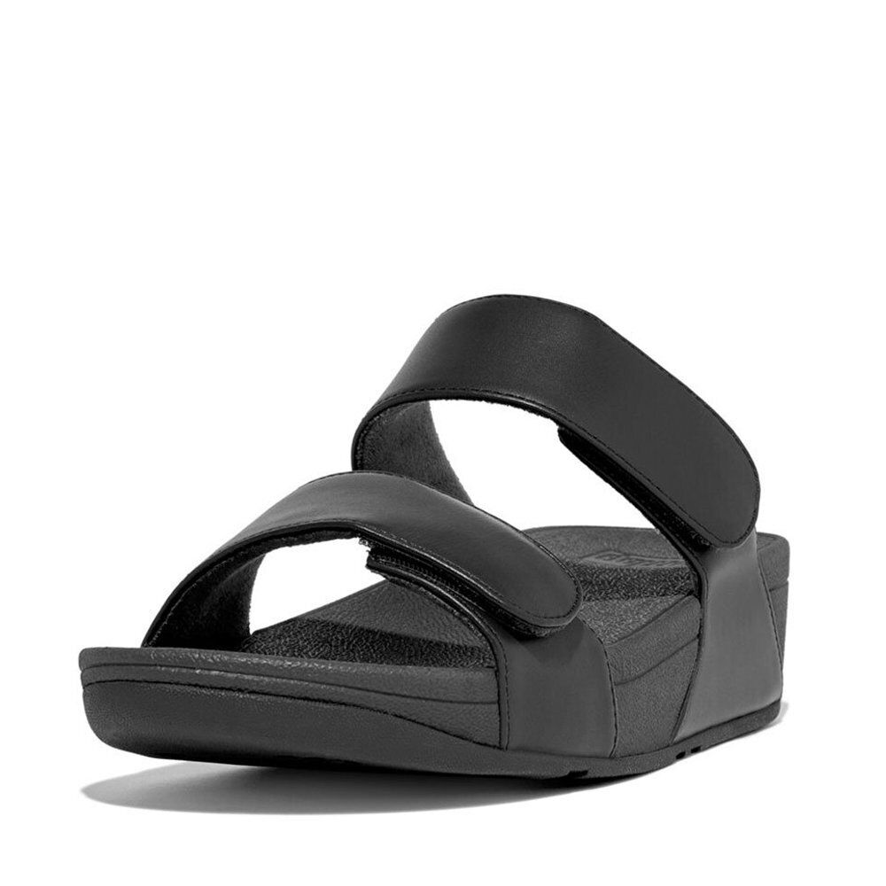 FitFlop LULU Adjustable Women's Slides — Black Leather