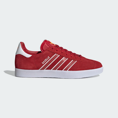 adidas Gazelle Power Striped Men's Sneakers — Red/White Suede