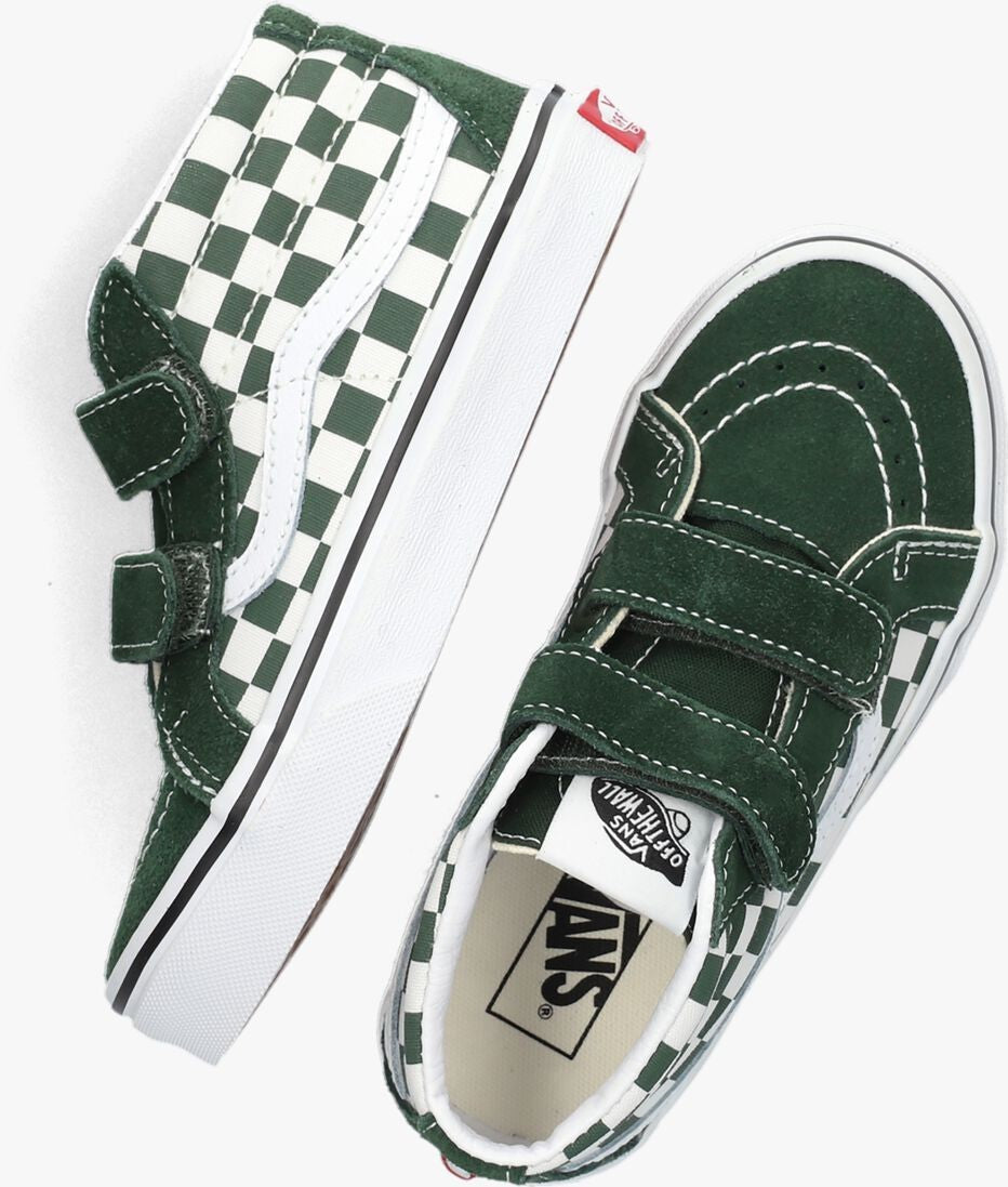 Vans Sk8 Mid Reissue Kids' Sneakers — Checkerboard/Green Mid-Top