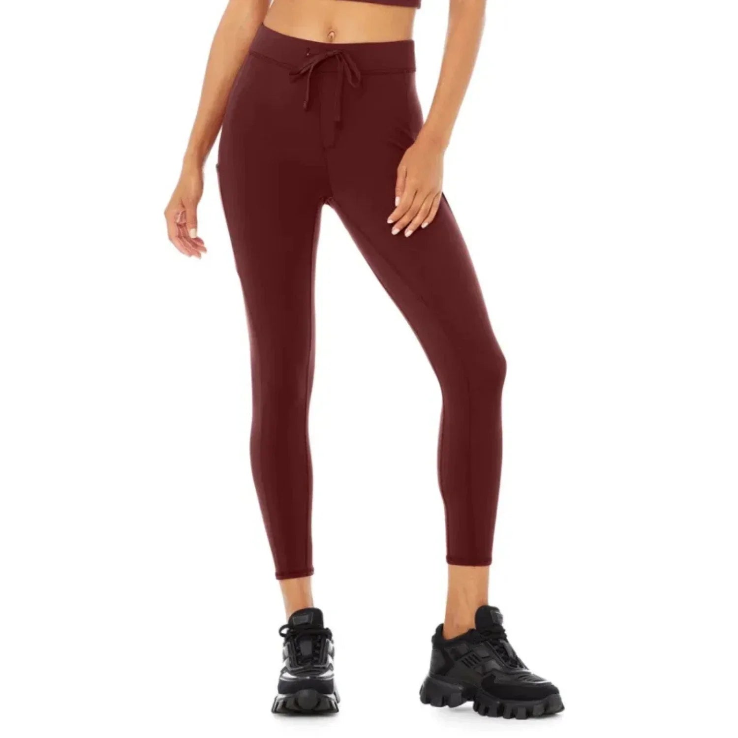 Alo Yoga 78 High waist Checkpoint Drawstring Waist Women's Leggings — Cranberry