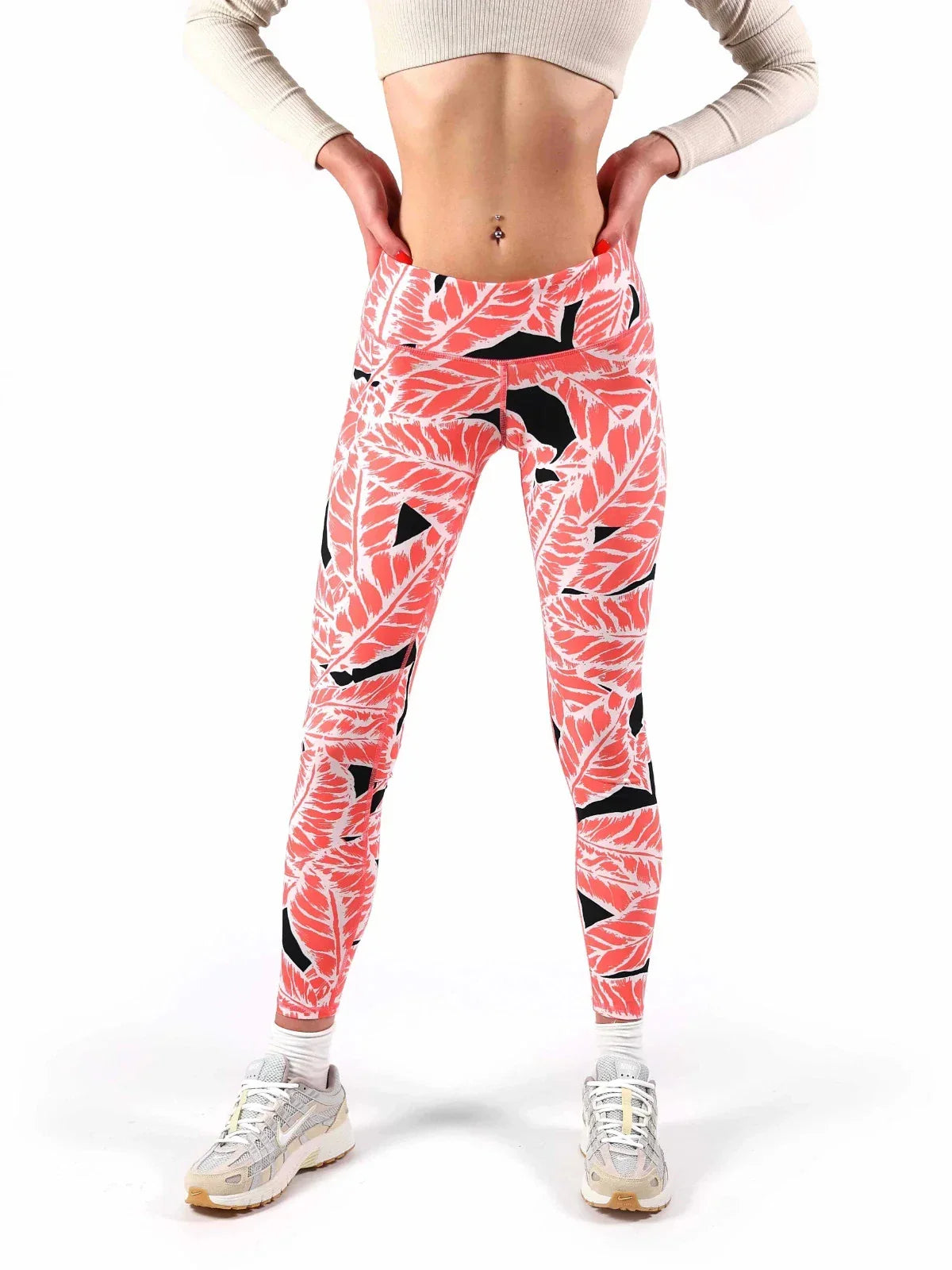 Alo Yoga Airbrush Small Palm Springs Elastic Waist Women's Leggings — Guava