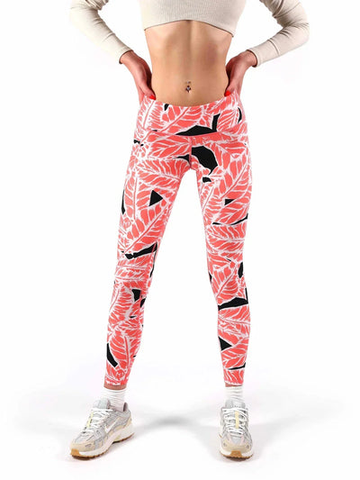 Alo Yoga Airbrush Small Palm Springs Elastic Waist Women's Leggings — Guava